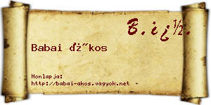 Babai Ákos névjegykártya