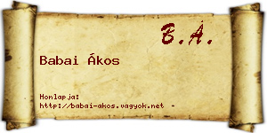 Babai Ákos névjegykártya